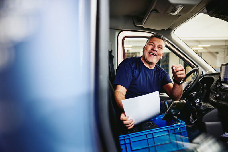 HGV driver in truck