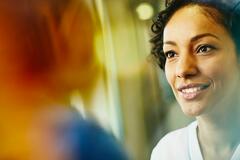 Health Professional Smiling and Listening