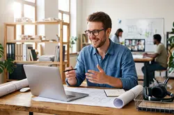 male working on laptop.