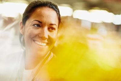 woman manufacturing yellow
