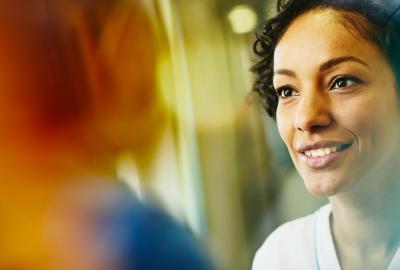 Woman working in health or science