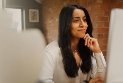 woman working on computer