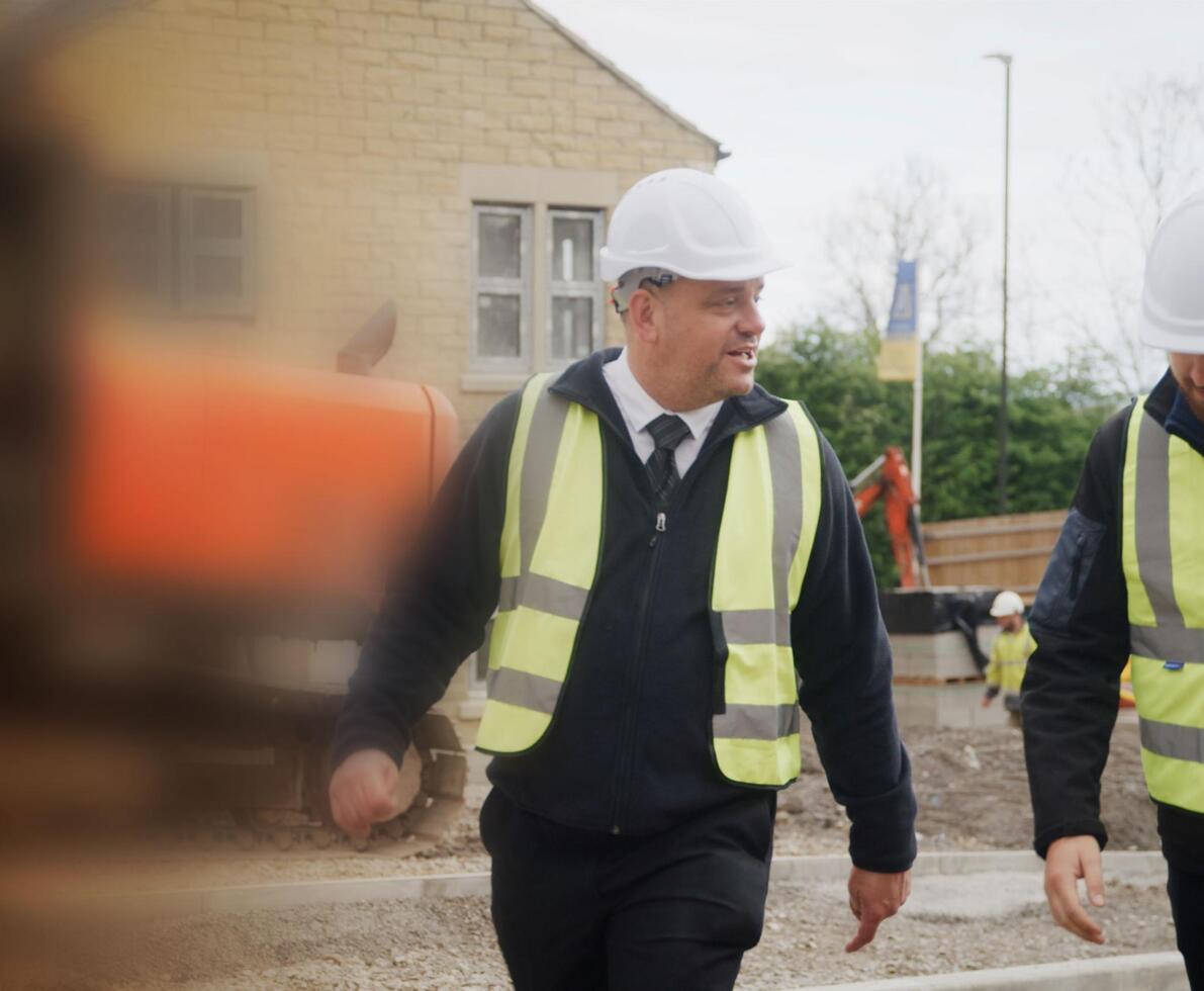 construction worker walking