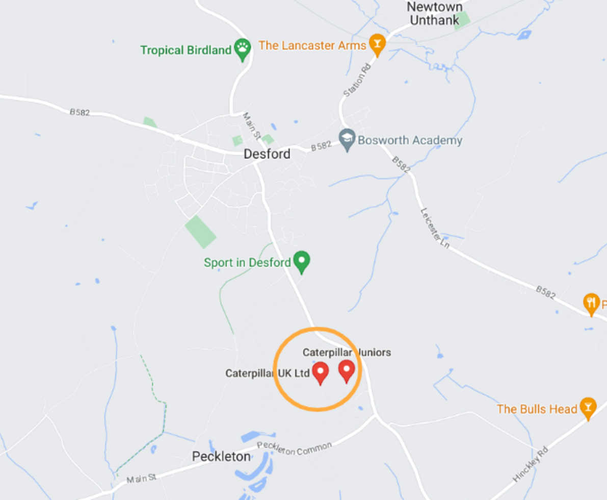 Map of Caterpillar Desford