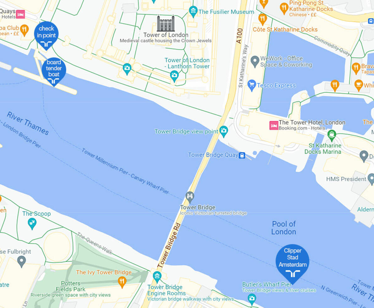 map of where Clipper Stad amsterdam will be moored