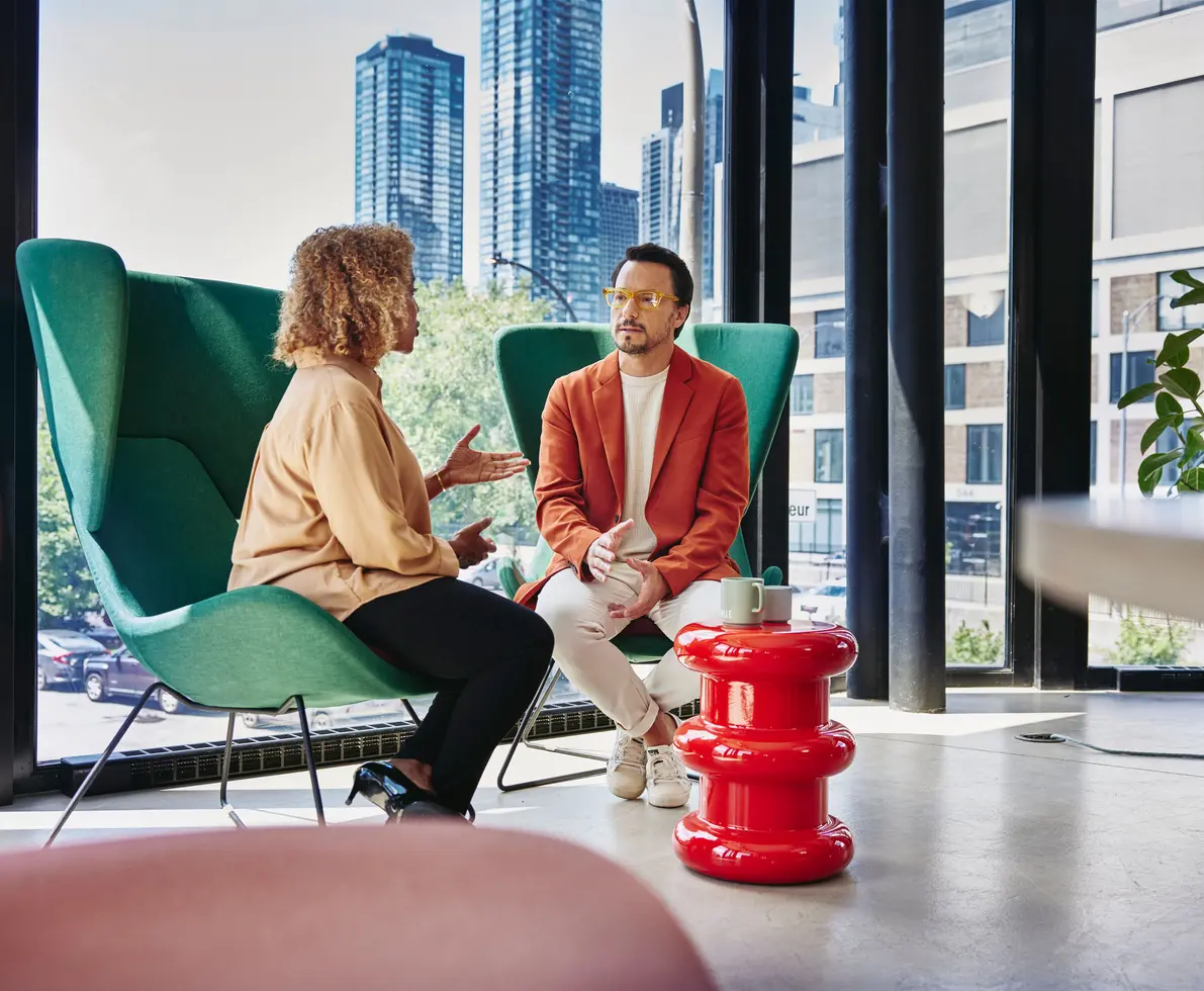 Two colleagues talking