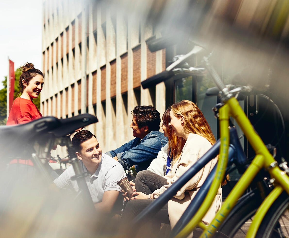 pupils chatting outside school