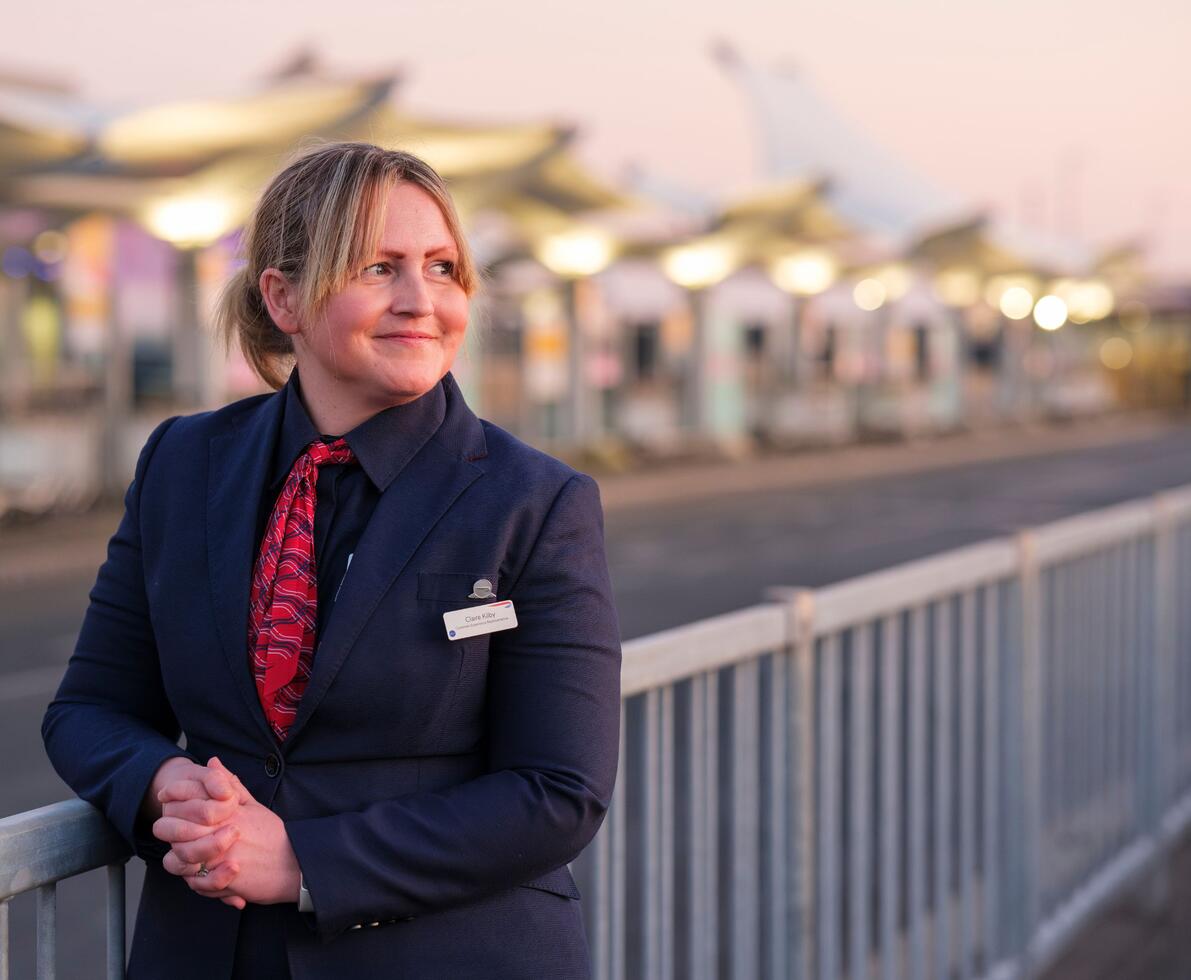 British Airways staff smiling outside 