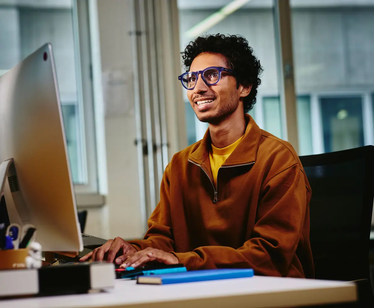 man at computer