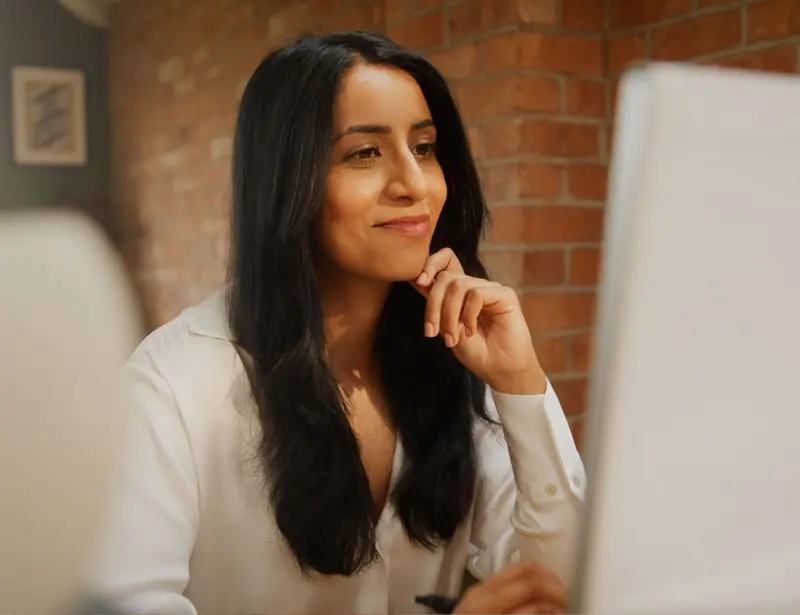 woman working on computer