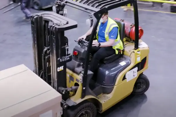 Forklift driver at caterpillar